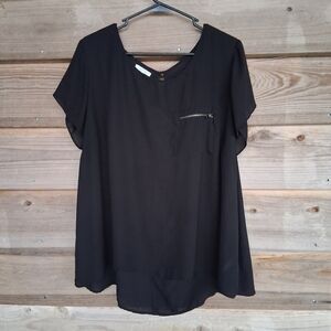 Maurices Zipper Accent Keyhole Blouse